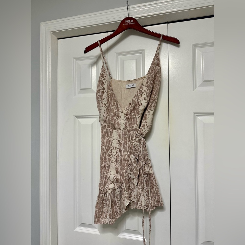 Lilyful Beige Snakeskin Wrap Dress